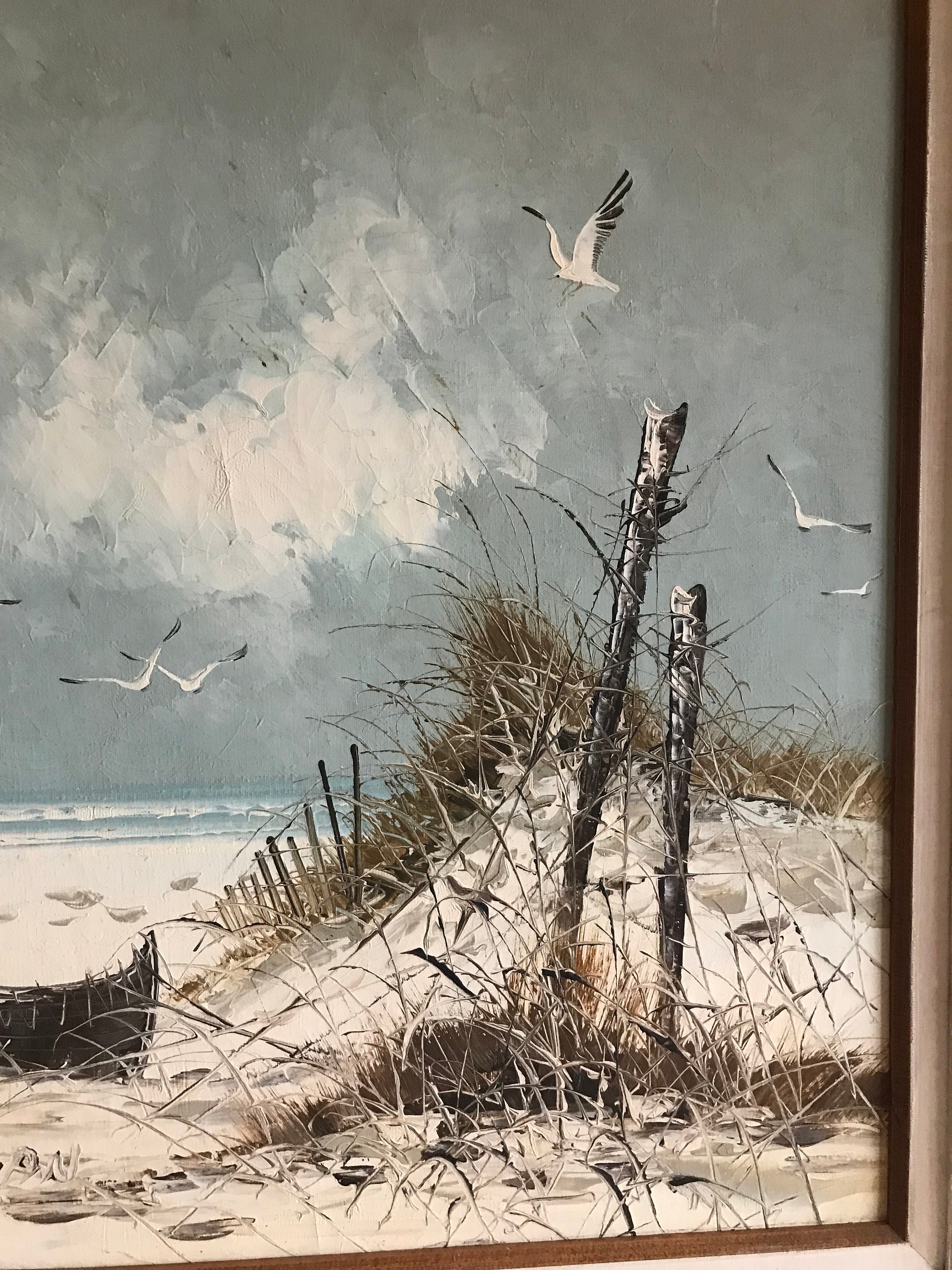 Alfred George Morgan Coastal Oil Painting 26x30, Signed Beach