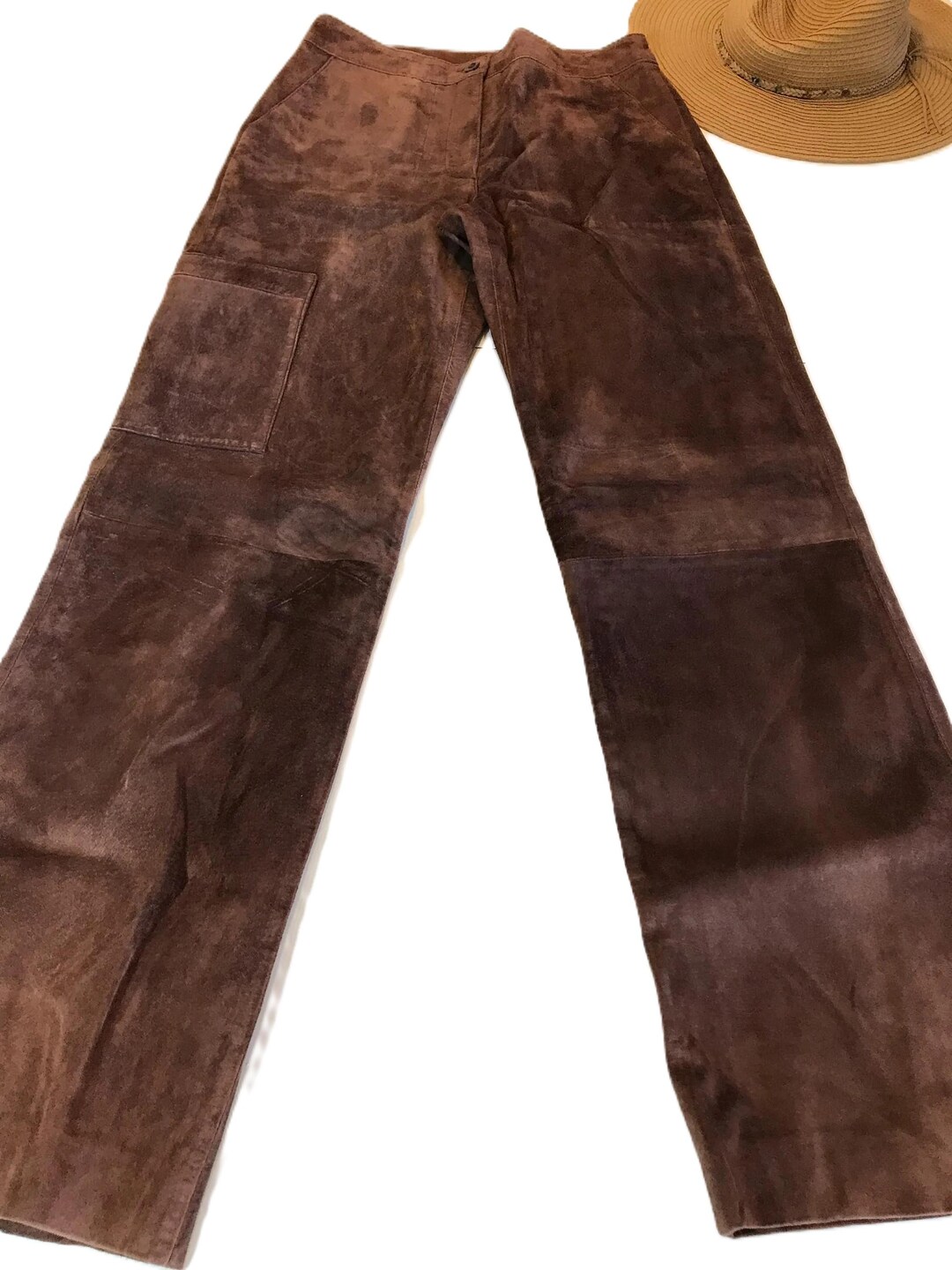 Lilly Pulitzer ブラウン スエードパンツ サイズ2、本革カーゴパンツ