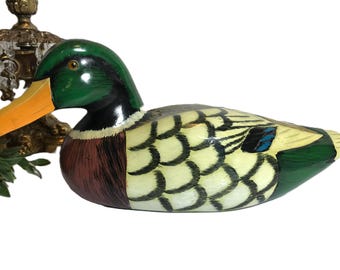Vintage decor decoy wood duck, Vintage wood hand painted decoy duck for decor, Vintage decoy duck wood hand painted, vintage wooden duck