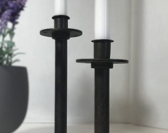 Vintage Kerzenhalter, Vintage Metall handgemachte Kerzenhalter, Vtg Metallkerzenhalter im Industriestil, Einzigartige Metallkerzenhalter 2er Set