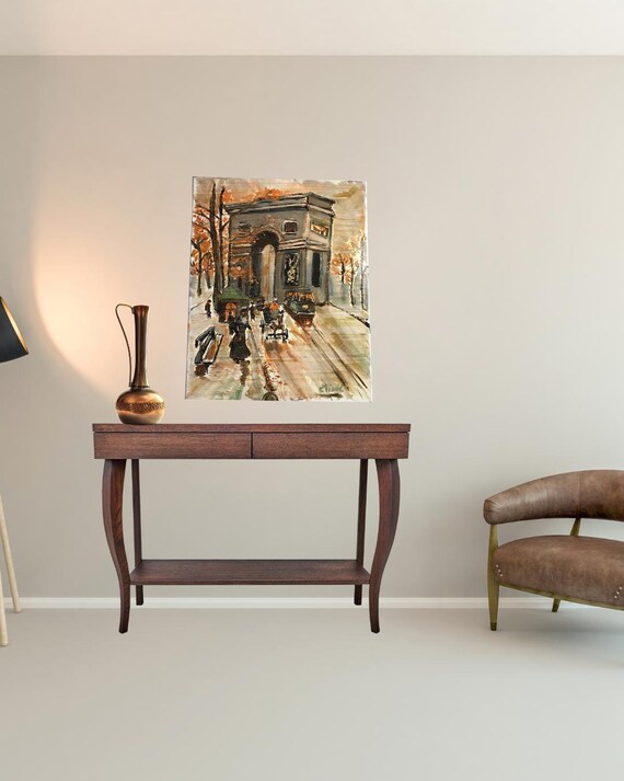 パリの街角 凱旋門 シャンゼリゼ 油彩画 油絵 アート 美術 芸術 絵画 額縁 パリの街角 凱旋門 シャンゼリゼ 油彩画 油絵 アート 美術 芸術