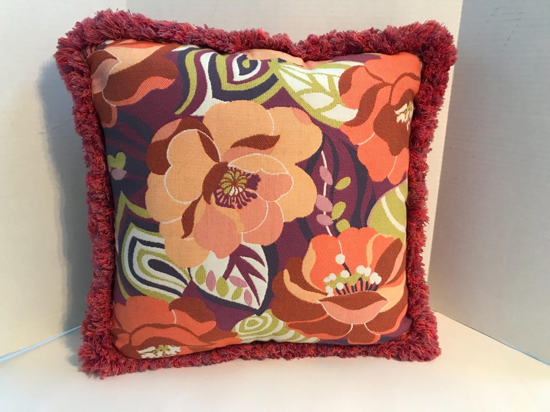 Mackenzie Childs Floral and Stripe Large Pillow, Sunbrella for ...