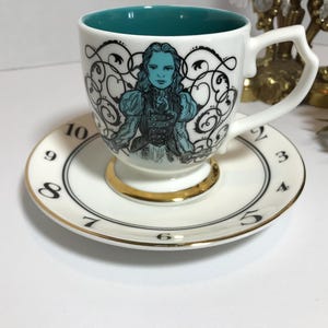 Disney Alice Through the Looking Glass cup and saucer, Alice in Wonderland Monogrammed A Alice teacup, Alice in Wonderland teacup saucer