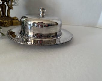 Vintage Morton Parker Silverplate Butter Dish with Cloche, Marlboro Pattern Cheese Dome with Engraved Underplate