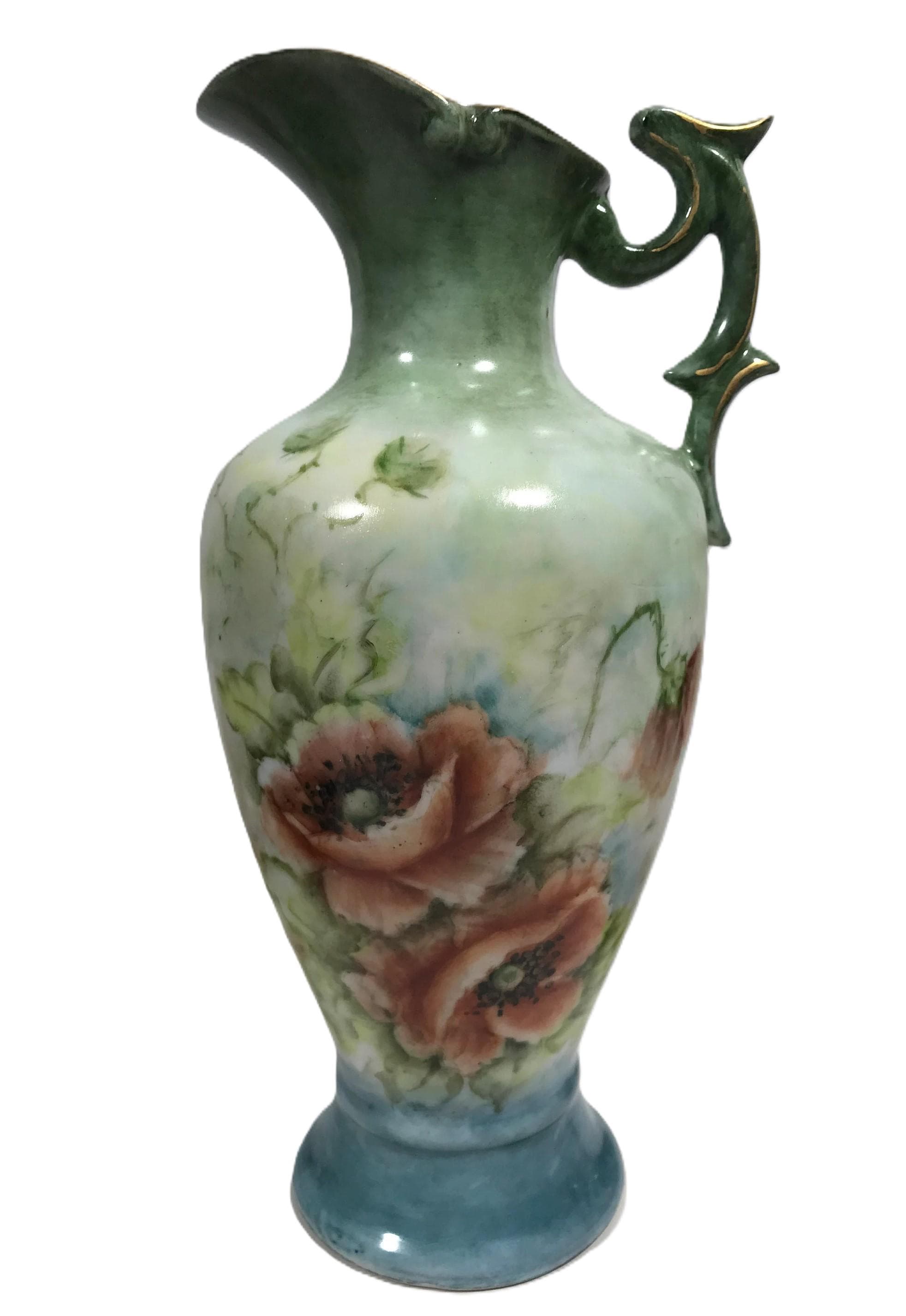 Ancien Pichet Broc Creil et MontereauTerre de FerModèle Bouquet/Décor Rose