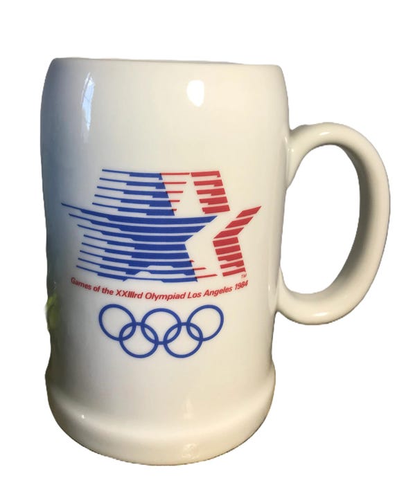 Vintage 1984 Olympics Los Angeles Ceramic Beer Mug, Vintage White Ceramic  Beer Pint 1984 Los Angeles Olympics, Vintage Olympic Beer Mug - Etsy