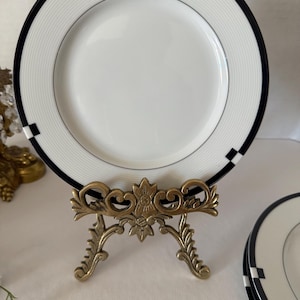 Mikasa Midnight Salad Plate – Discontinued 7.75&quot; White & Black Border Japan, Replacement Dinnerware, Modern Minimalist Plate