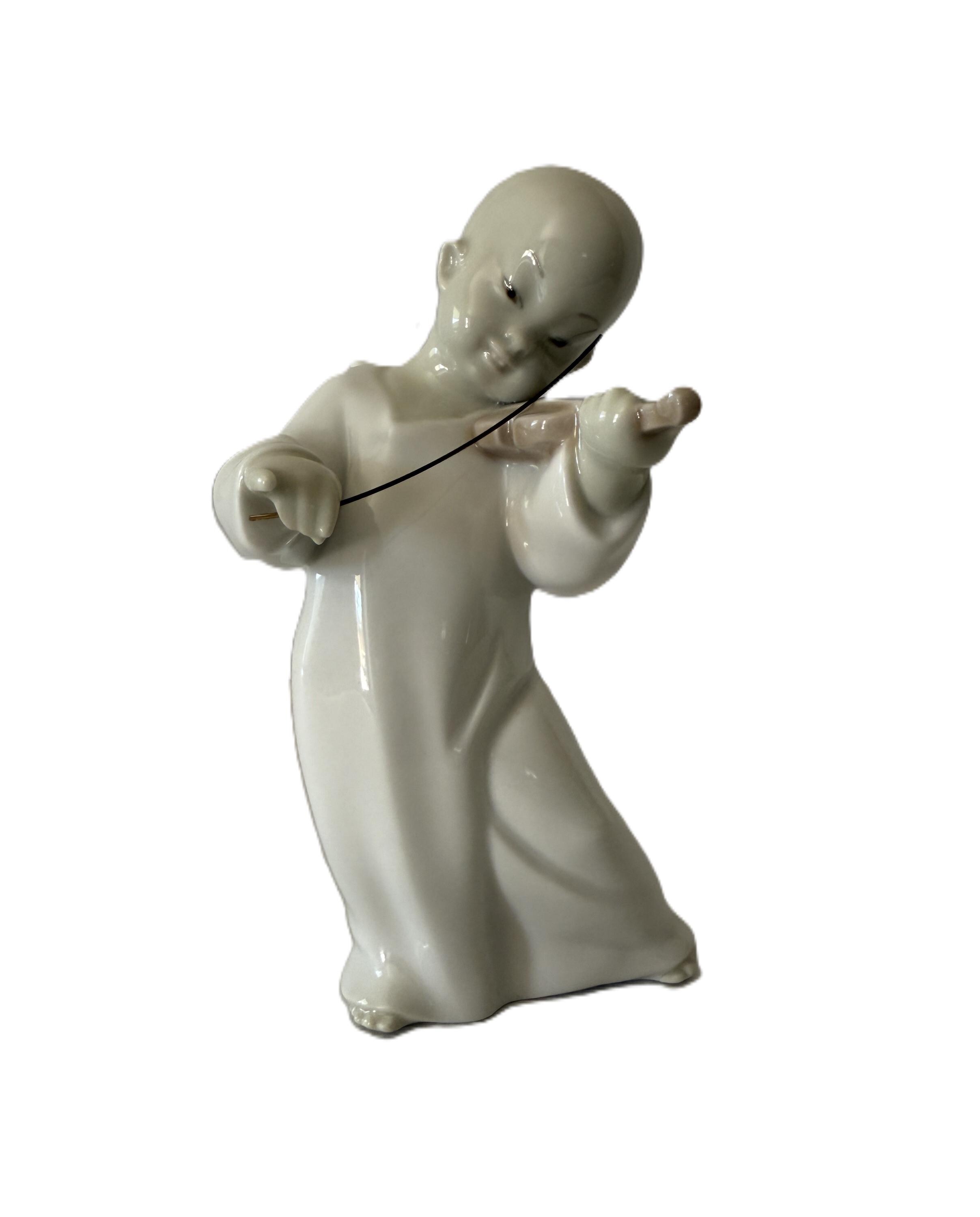 置物 Lladro Angel With Accordion Vintage Lladro “asian Angel” Figurine, Porcelain Angel Playing