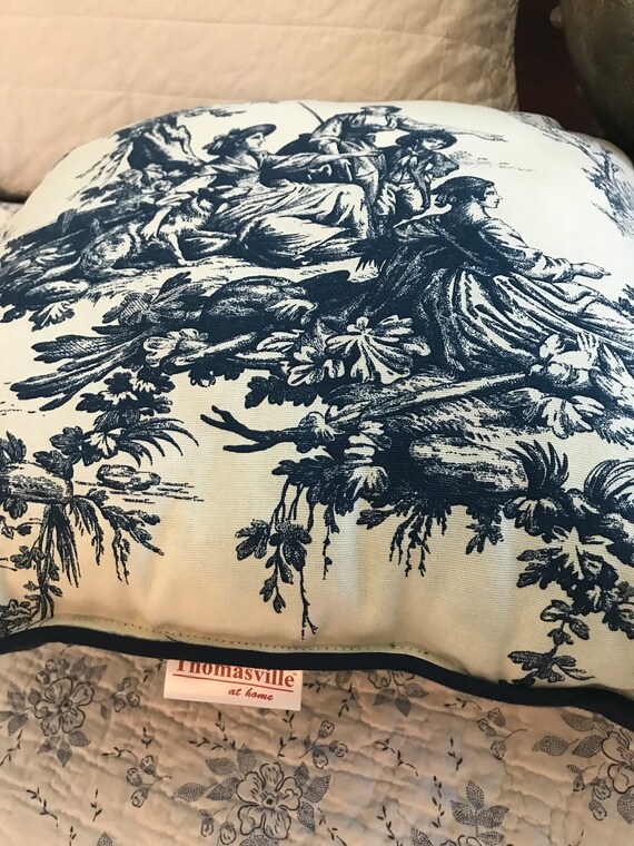 Blue and white toile pillows deals