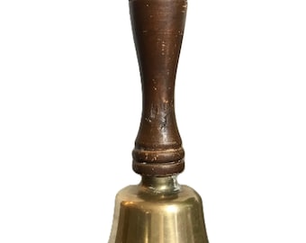 Vintage antique brass bell, brass and wood classic Captain's bell, Nautical wooden and brass bell, gold bell, brass bell, nautical bell