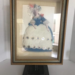 Vintage Victorian style 3 dimensional shadow box wall art, Vintage Victorian woman paper and fabric 3d shadow box wall decor, romantic decor