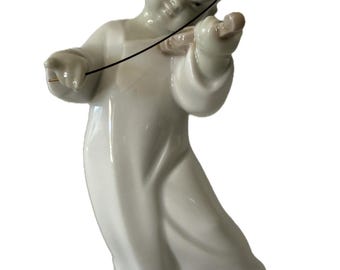 Vintage Lladro “asian Angel” Figurine, Porcelain Angel Playing