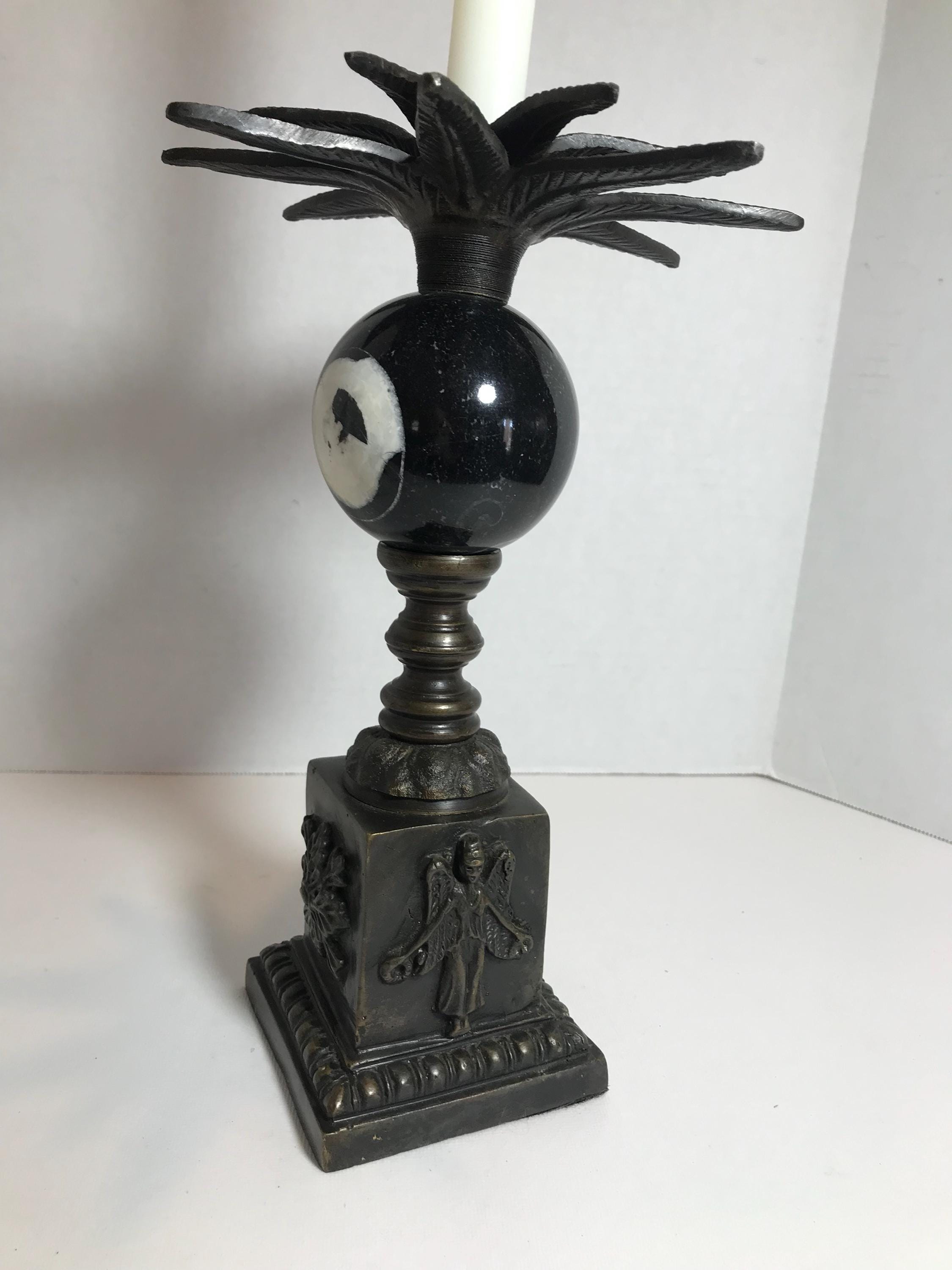 オニキス　大理石　キャンドルホルダー　ビンテージ 20世紀のヴィンテージブロンズと大理石の壷型パームキャンドルホルダー