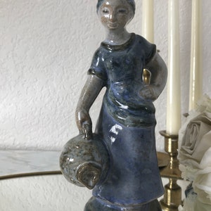 L. Hjorth Rebekka figurine, Vintage L. Hjorth statue, L Hjorth pottery, L Hjorth figurine, Ceramic figurine by L Hjorth Denmark, signed