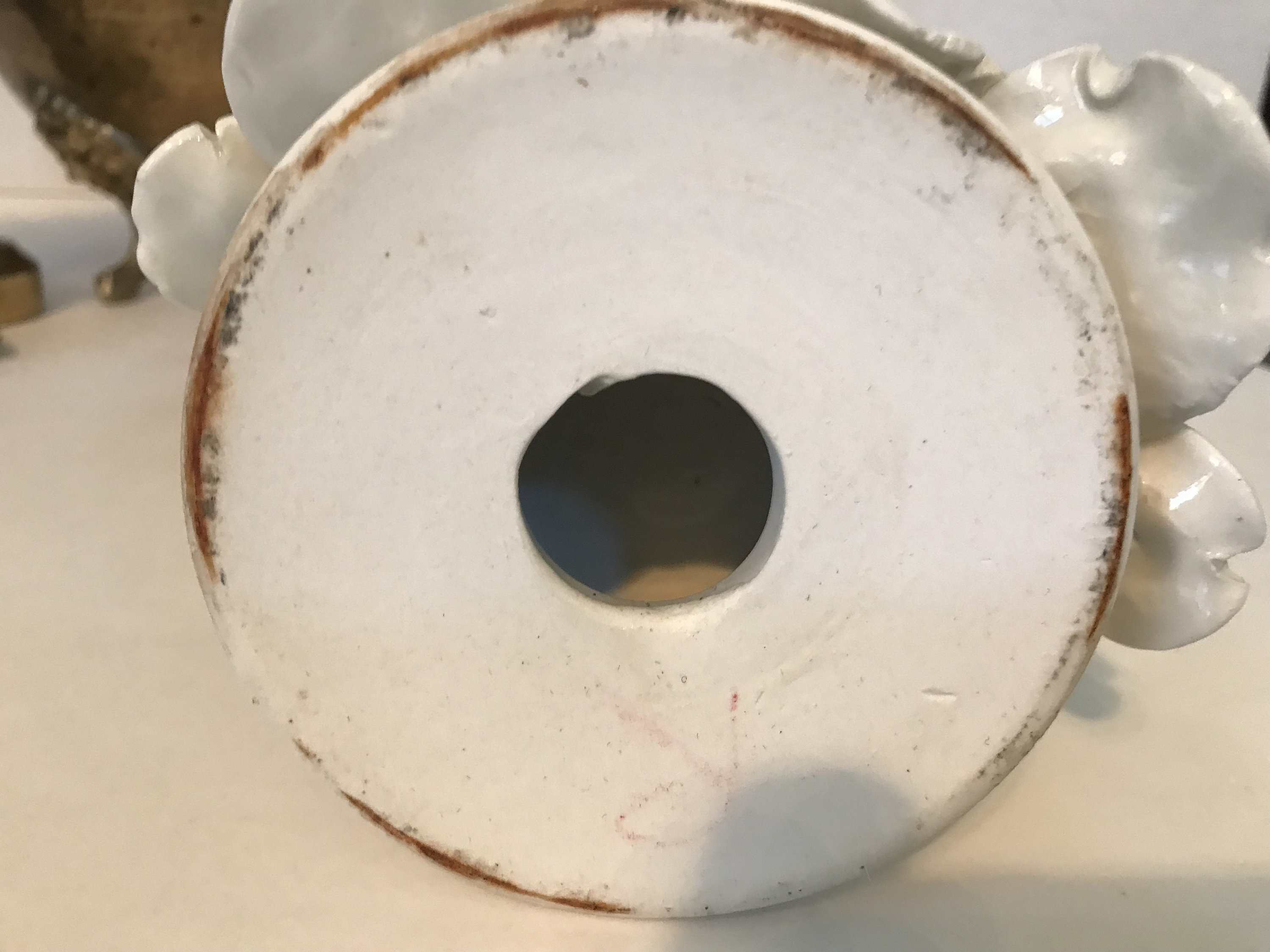 ヴィンテージの白磁道教の仙人像、シノワズリの白磁男性像、白陶器の