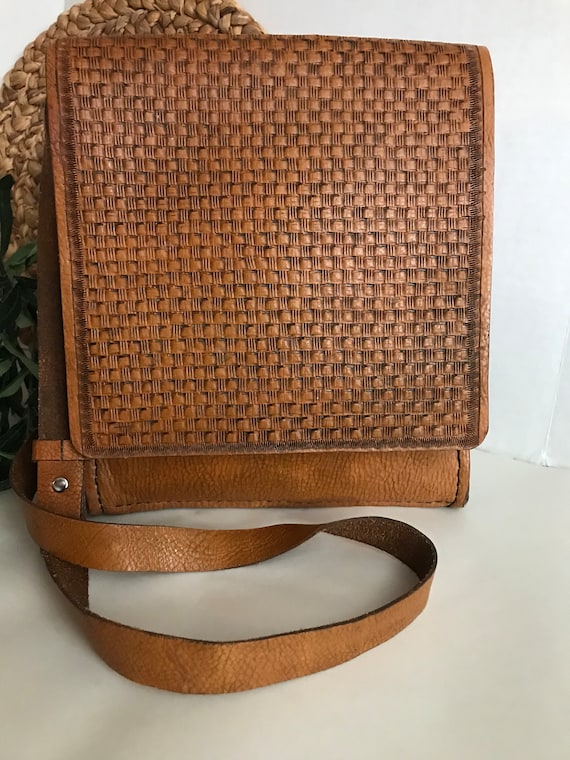 Vintage tooled leather handbag purse, Vintage Mexi