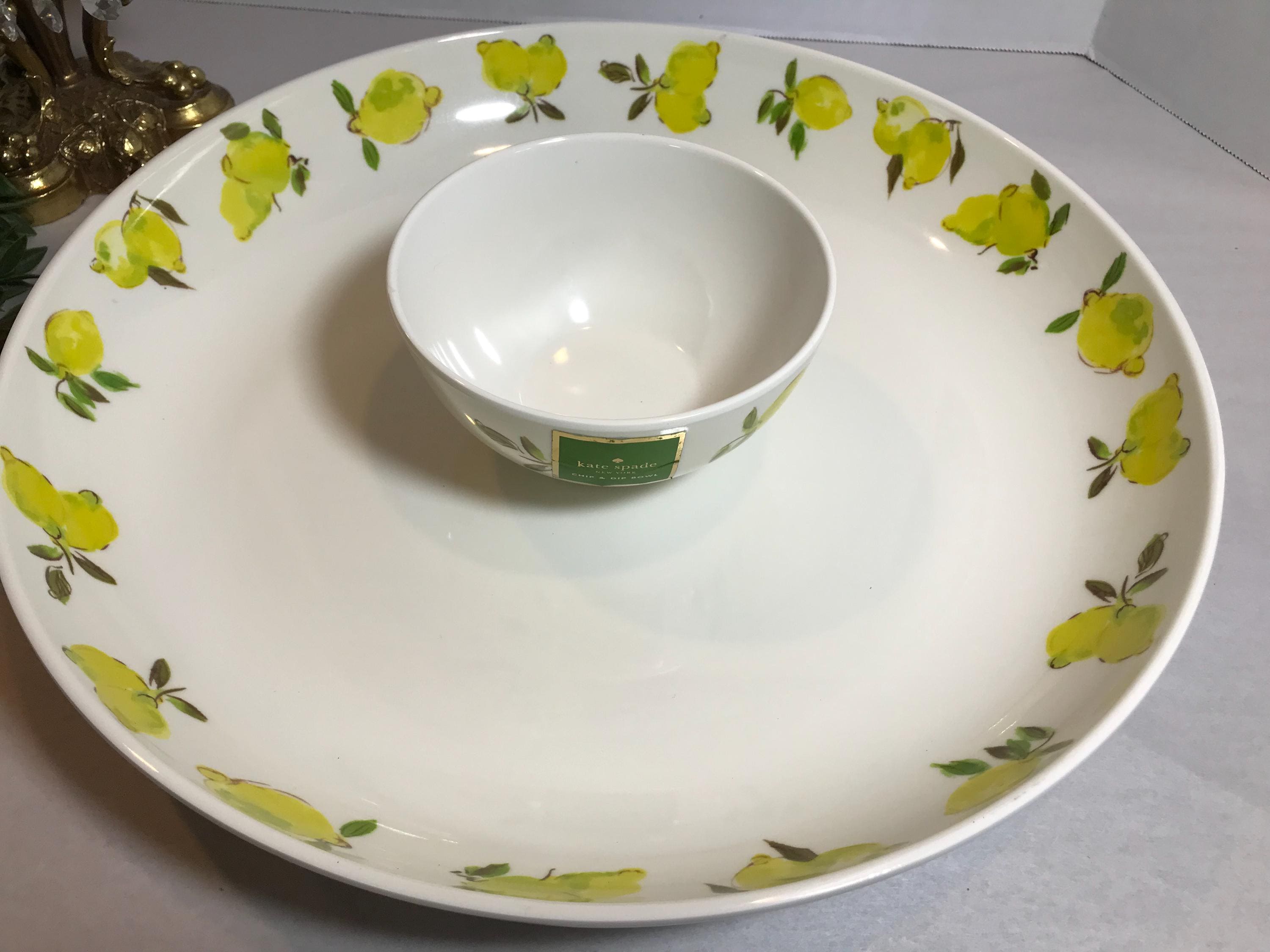 Kate Spade Chips and Dip Plate Set, Kate Spade Yellow and White