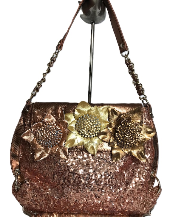 Vintage Original by Sharif Leather and Sequin Handbag Purse  display picture 1