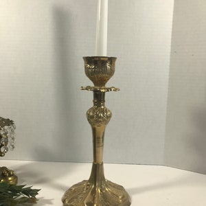 Vintage brass candleholder, vintage ornate art nouveau solid brass candle stick, vintage elegantly detailed ornate brass taper candle holder