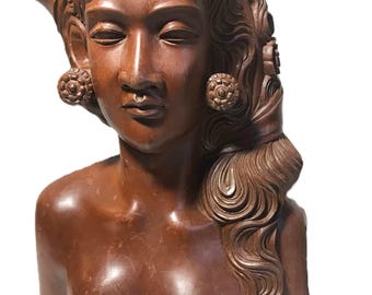 ヴィンテージ バリ 手彫り 木製彫像 女性胸像 - Etsy 日本