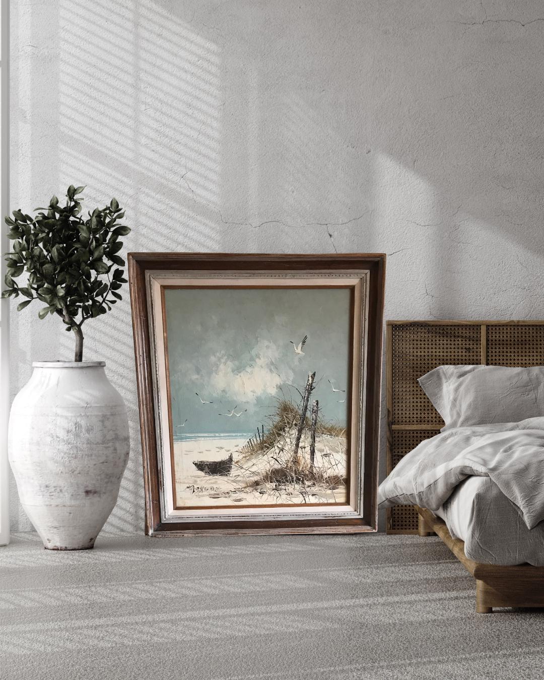 Alfred George Morgan Coastal Oil Painting 26x30, Signed Beach