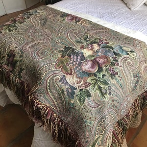 Vintage tapestry wall hanging fruit tapestry wall decor cottagecore decorative throw 52x52 Fringed decorative throw Vintage boho tapestry
