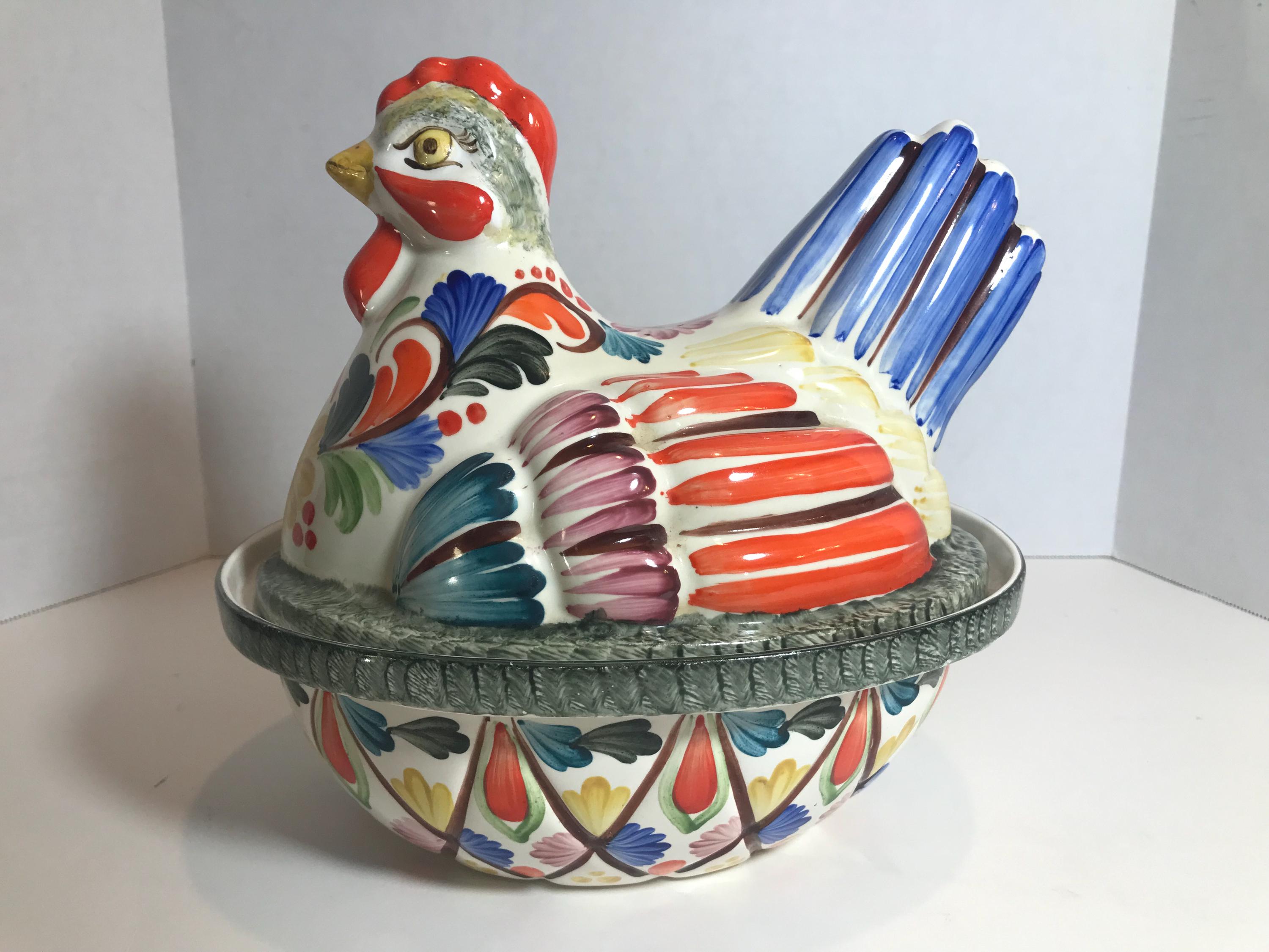 Italian Rooster Platter Hand Paint Italy Pottery Chicken