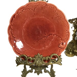 Vintage 1940s Dick Knox of California majolica ceramic 6" bread plate in Terracotta, Dick Knox Ceramic majolica style small appetizer plate