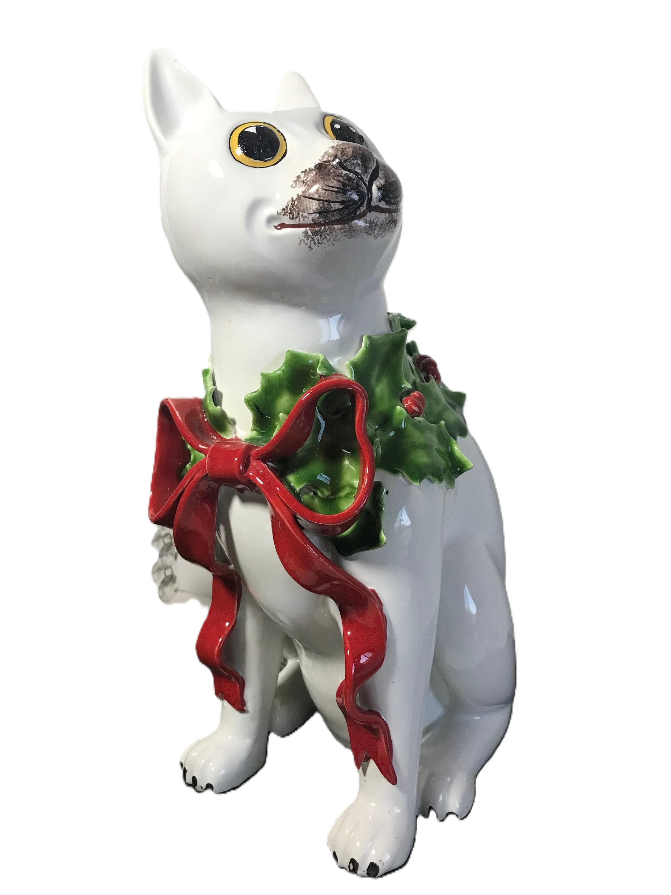 ヴィンテージミッドセンチュリーセラミック猫像、イタリアR.コスタ署名