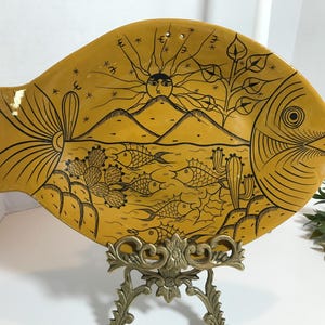 Vintage mexikanische Talavera handbemalte Keramik Wanddekor, Vintage Mexico Talavera handbemalte Tonkeramik Fisch Wanddekor, mexikanische Keramik