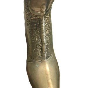 Vintage Solid Brass Victorian Boot Vase, Heavy Brass Lace-Up Shoe Sculpture image 5