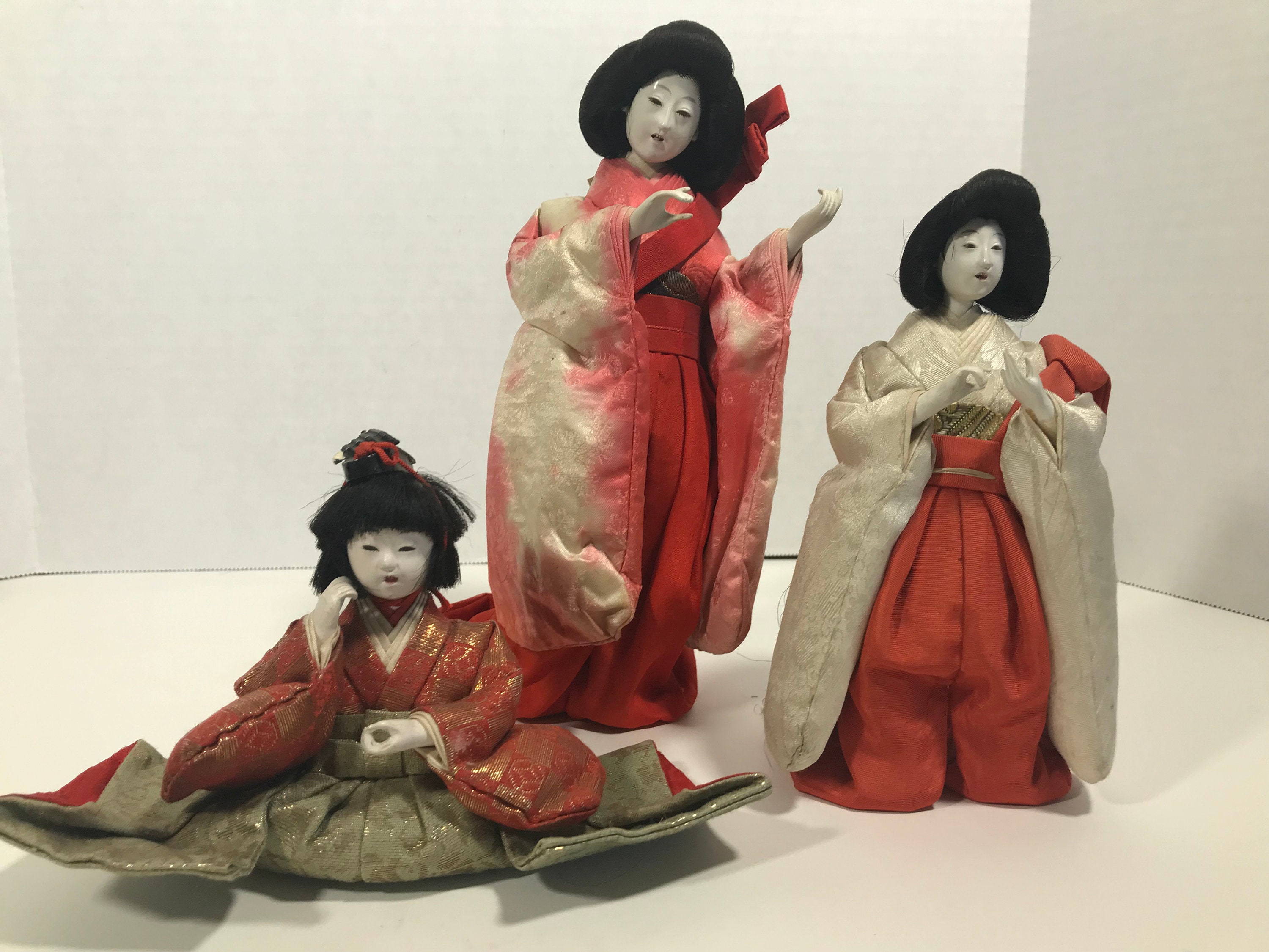 Vintage Hina Matsuri Doll Figurines, Antique Hina Doll Set Vintage Hina Matsuri Doll Figurines, Antique Hina Doll Set