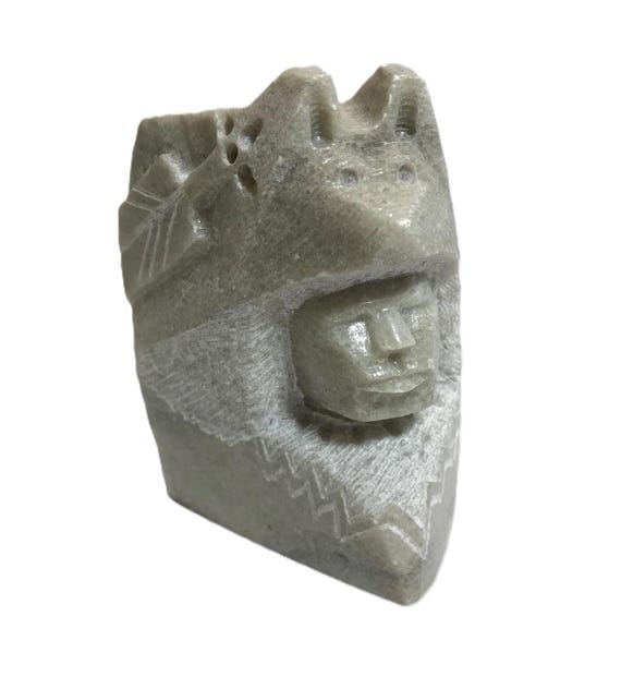 Vintage Native American Style Stone Carving, Hand Carved Soapstone