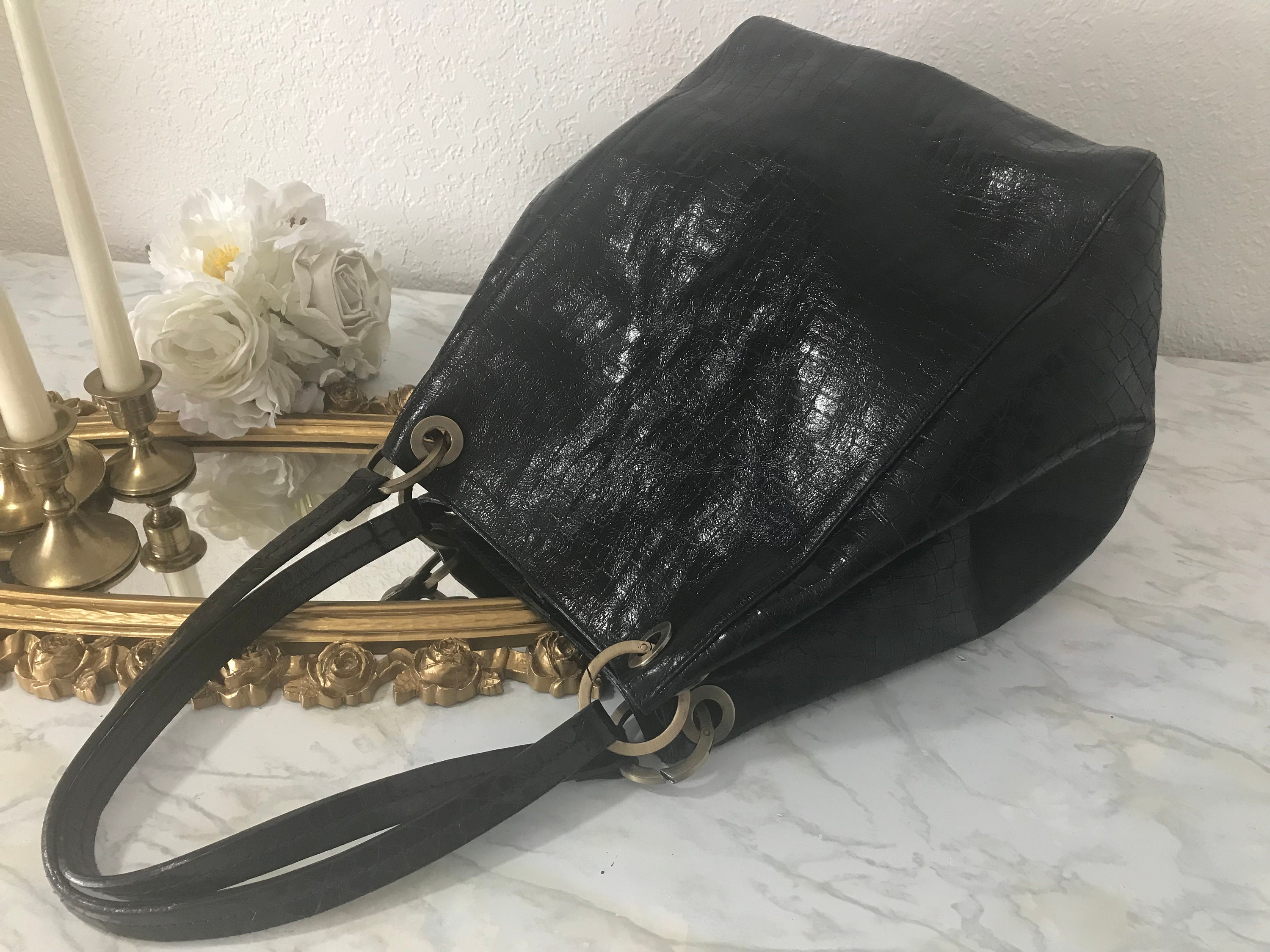 Donald J Pliner vintage black leather backpack clutch Donald J Pliner Small Clutch Bags for Women for sale | eBay main image 3