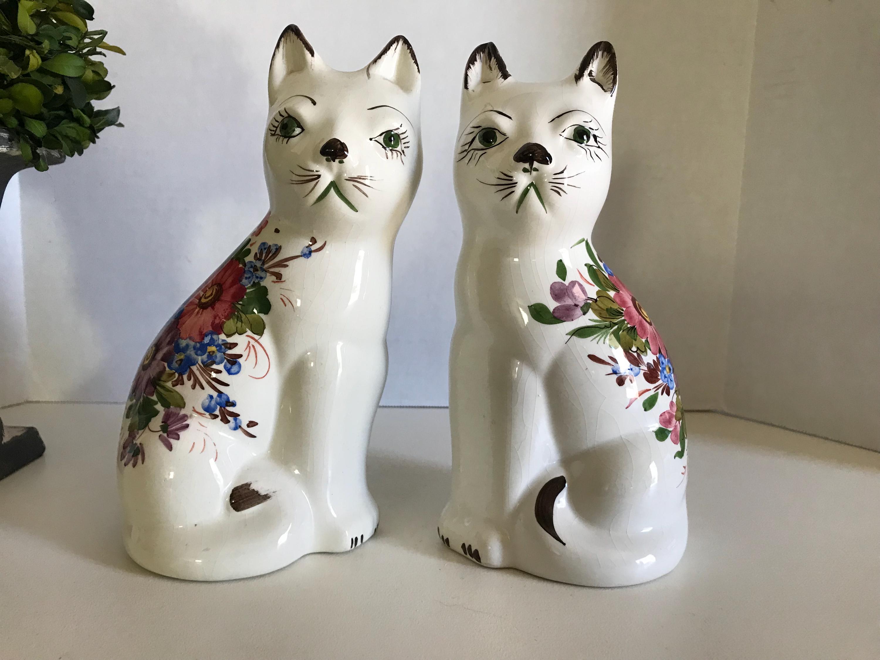 ヴィンテージのイタリア製磁器製スタッフォードシャースタイルの猫の像