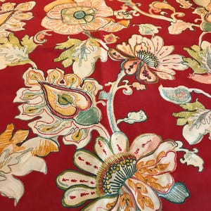 Richloom poppy red floral fabric, Richloom original screen print design bold floral outdoor performance style fabric, Richloom fabric, 56x72