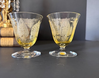 Optic Yellow Depression Glass, Tall Drinking Glass (6 Inch) - Etsy