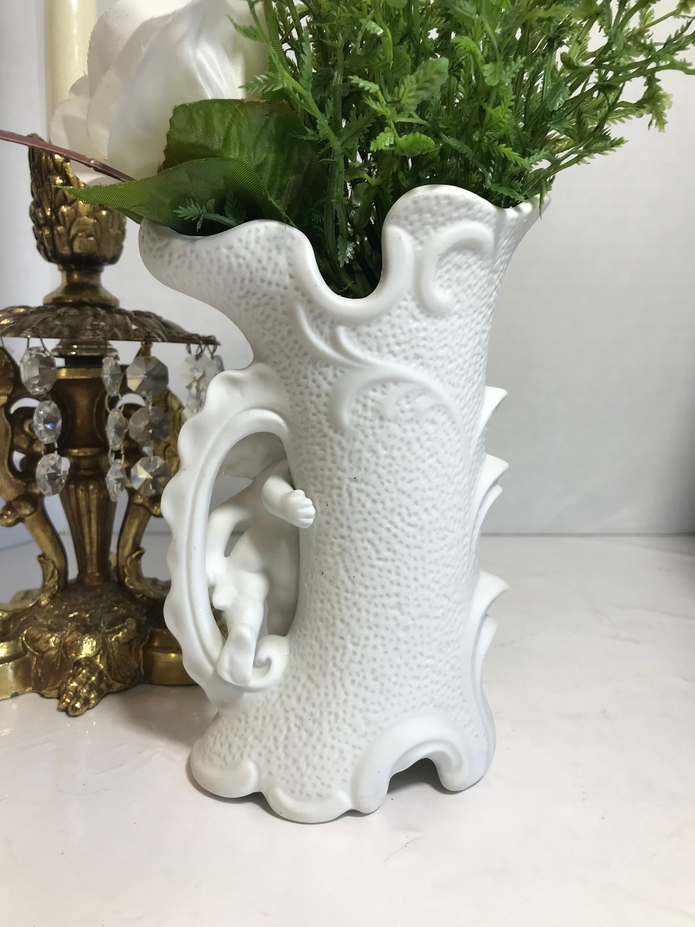 アメリカ　1950s 白磁　花瓶　ヴィンテージ ドイツ製ヴィンテージ 花瓶 芸術性高い逸品