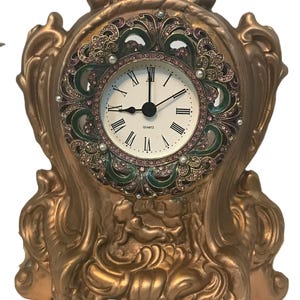 Hollywood Regency DIY Mantel Uhr, Vintage Gold Kaminuhr, viktorianische Uhr, DIY Uhr, Mixed Media Uhr, handgefertigte Uhr Dekor