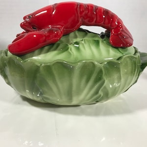 Vintage Brad Keeler pottery, Vintage Brad Keeler Lobsterware pottery, Brad Keeler California Pottery lettuce leaf lobster ceramic pottery