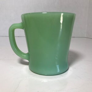 Vintage Jadite glass coffee mug, vintage Fire King Anchor Hocking D handle coffee cup, Jadite green glass coffee cup mug