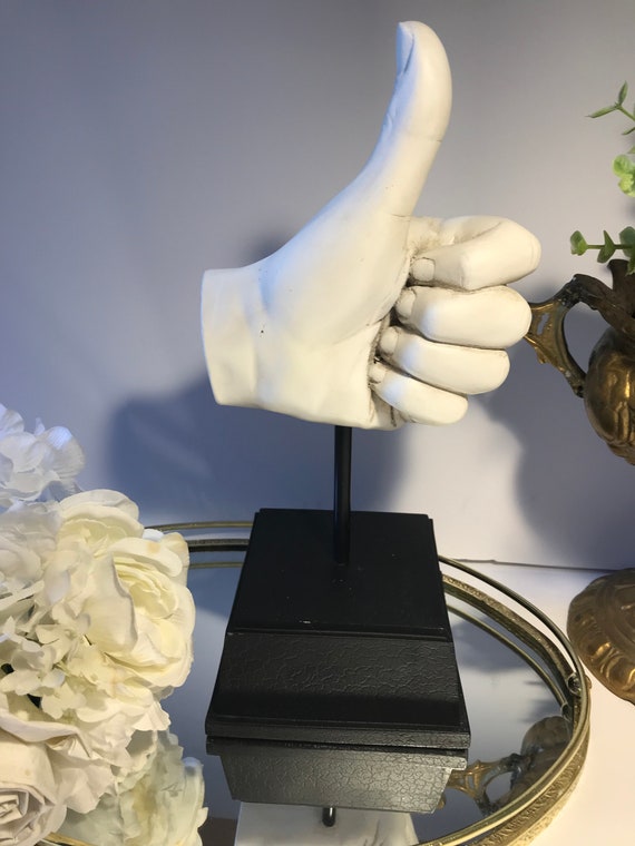 Plaster Heavy Hand Sculpture on Black Tapered Base White Etsy