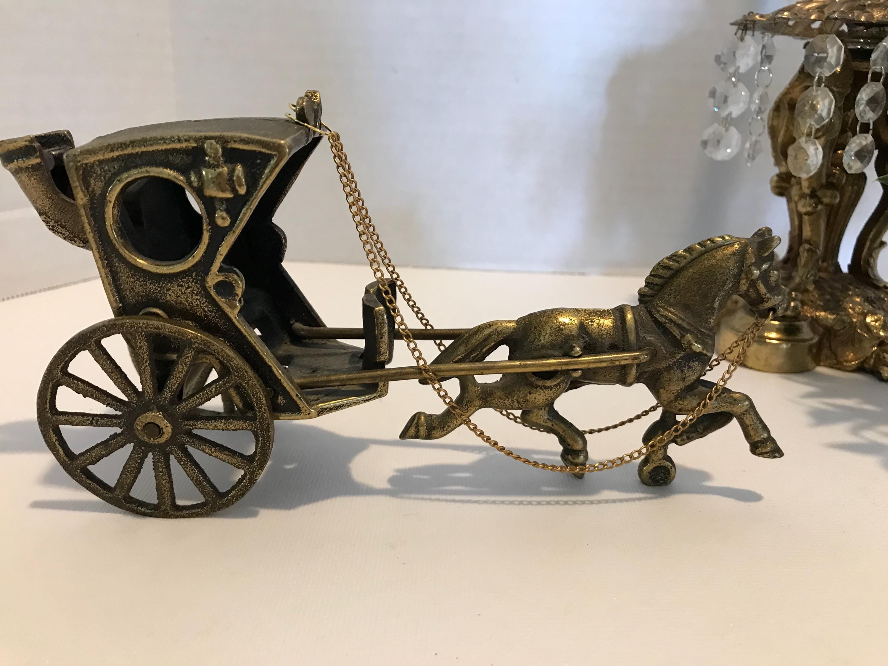 ヴィンテージ真鍮製馬と馬車の置物 | 馬車像 | オフィスや棚の装飾