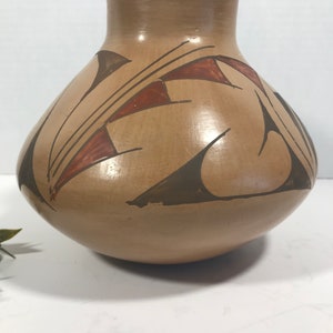 Vintage Manuel Corona signed sculptural handmade tribal pottery vase, Vintage Mata Ortiz signed Manuel Corona hand painted Mexico vase