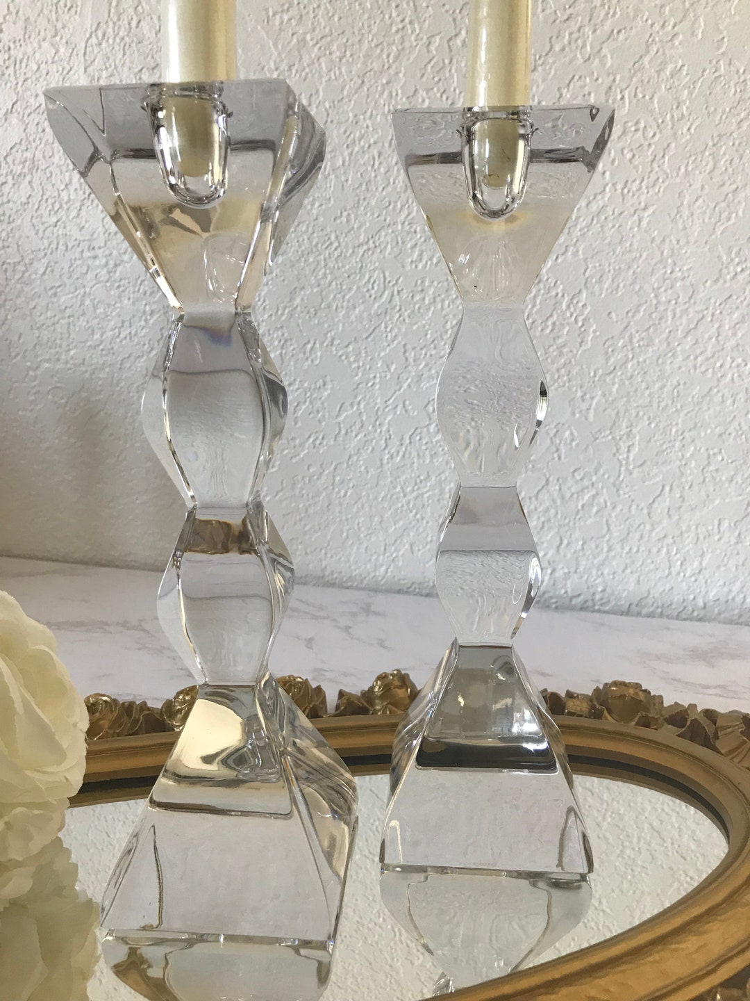 Vintage Lenox Lead Crystal Candle Holders Vintage Lenox Art Etsy