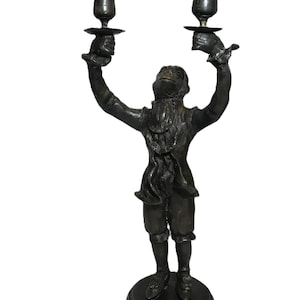 Antique bronze large monkey candelabra, Vintage metal bronze monkey double arm candle holder, Vintage monkey statue, Antique monkey decor