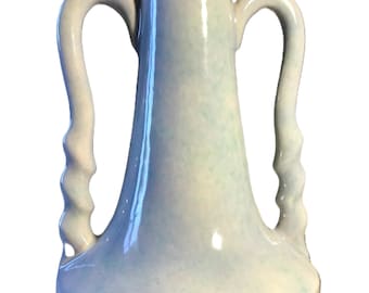 Vintage Gonder blaue Doppelhenkelvase, Vintage Gonder Urnen-Stil Vase mit Griffen, Vintage blaue Gonder Keramikvase