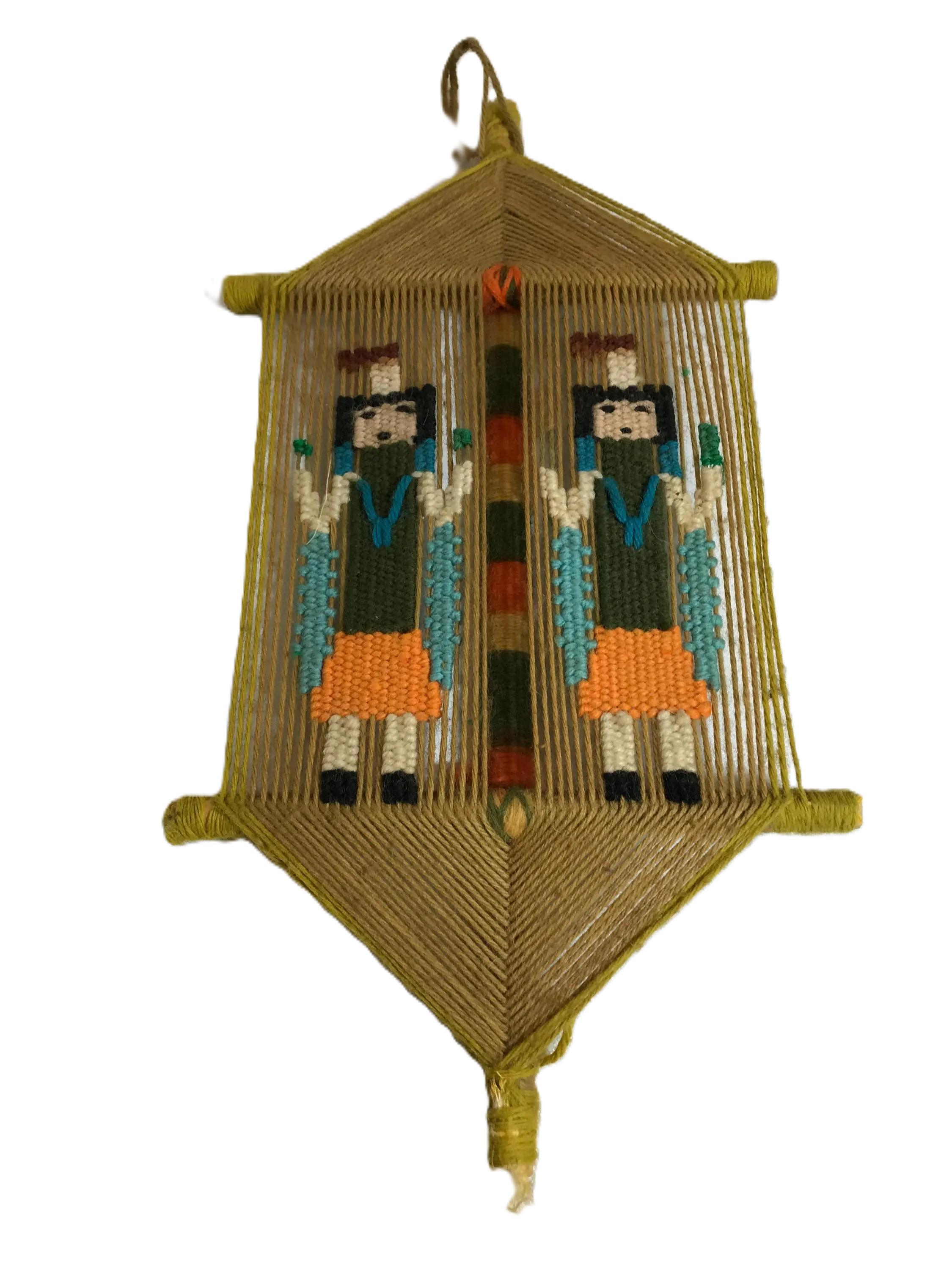 Vintage Navajo Style Yei Weaving, Vintage Native American Style 