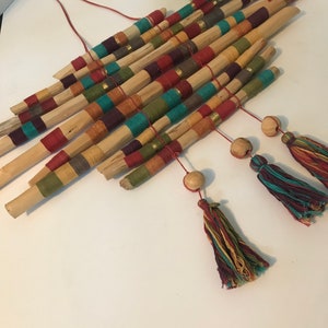 Wood boho wall art, Wood and thread colorful wall hanging, Bohemian wall art, artsy wall decor, 3 dimensional wood wall art, boho wall art