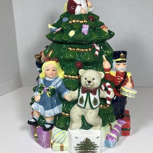 Vintage Spode Christmas Tree with toys large cookie jar, Spode Christmas decor, Christmas Kitchen decor, Spode Christmas dish, Holiday decor